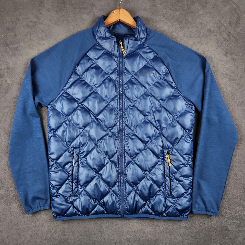 Saucony Boulder Oysterpuff Jacket Mens Large Blue Sodalite Quilted Hybrid Puffer